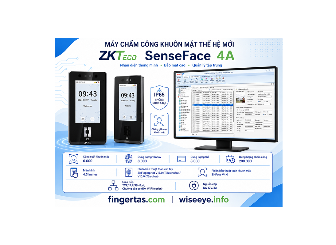 Máy Chấm Công Bằng Khuôn Mặt ZKTECO SenseFace 4A